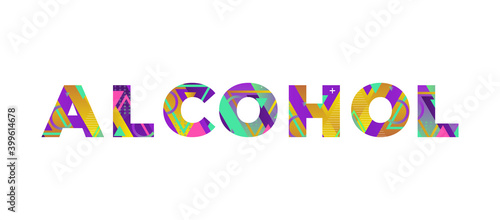 Alcohol Concept Retro Colorful Word Art Illustration