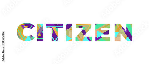 Citizen Concept Retro Colorful Word Art Illustration
