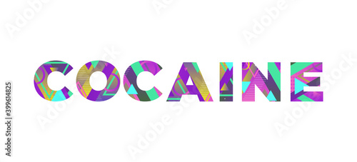 Cocaine Concept Retro Colorful Word Art Illustration