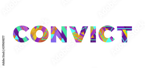 Convict Concept Retro Colorful Word Art Illustration