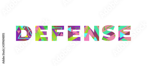 Defense Concept Retro Colorful Word Art Illustration