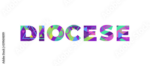 Diocese Concept Retro Colorful Word Art Illustration