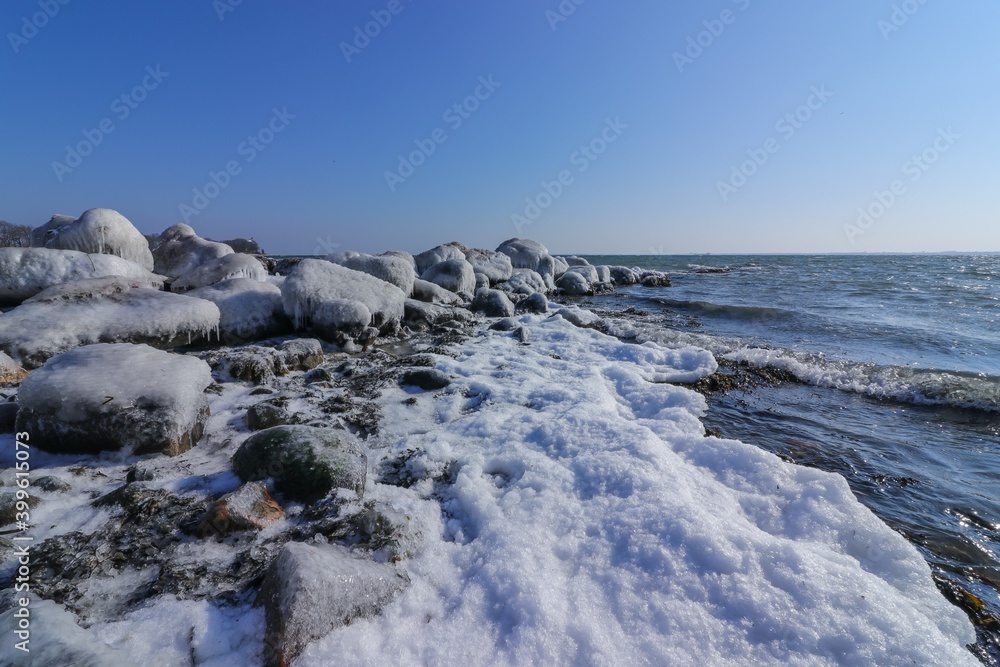 seascape with ice and snow in winter seascape with ice and snow in winter