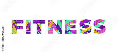 Fitness Concept Retro Colorful Word Art Illustration