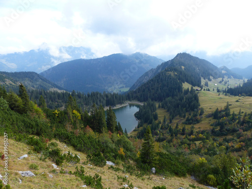 Ruchenköpfe mountain at Soinsee lake, Mangfall, Bavaria, Germany