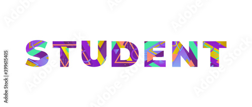 Student Concept Retro Colorful Word Art Illustration