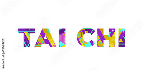 Tai Chi Concept Retro Colorful Word Art Illustration