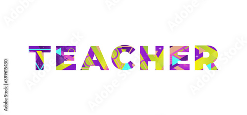 Teacher Concept Retro Colorful Word Art Illustration