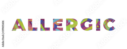 Allergic Concept Retro Colorful Word Art Illustration