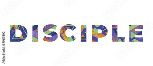 Disciple Concept Retro Colorful Word Art Illustration