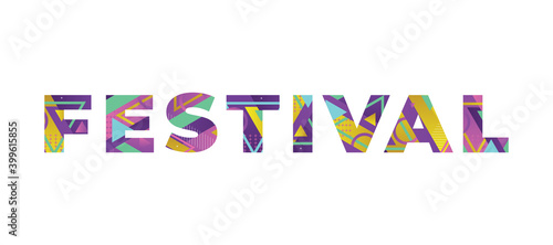 Festival Concept Retro Colorful Word Art Illustration