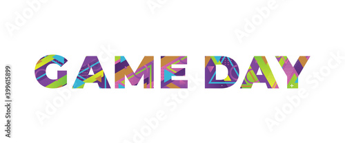 Game Day Concept Retro Colorful Word Art Illustration