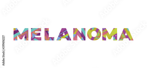 Melanoma Concept Retro Colorful Word Art Illustration