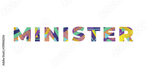 Minister Concept Retro Colorful Word Art Illustration