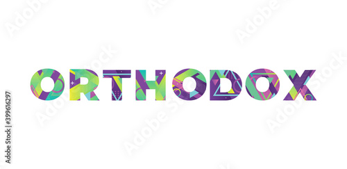 Orthodox Concept Retro Colorful Word Art Illustration