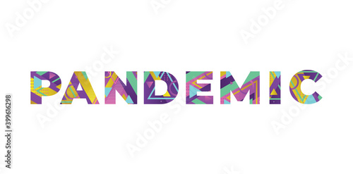 Pandemic Concept Retro Colorful Word Art Illustration