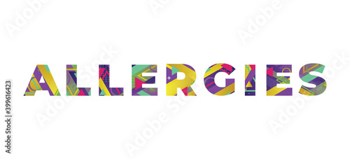 Allergies Concept Retro Colorful Word Art Illustration