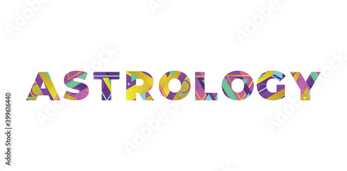 Astrology Concept Retro Colorful Word Art Illustration