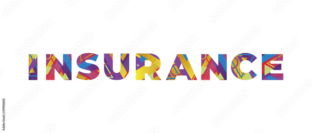 Insurance Concept Retro Colorful Word Art Illustration