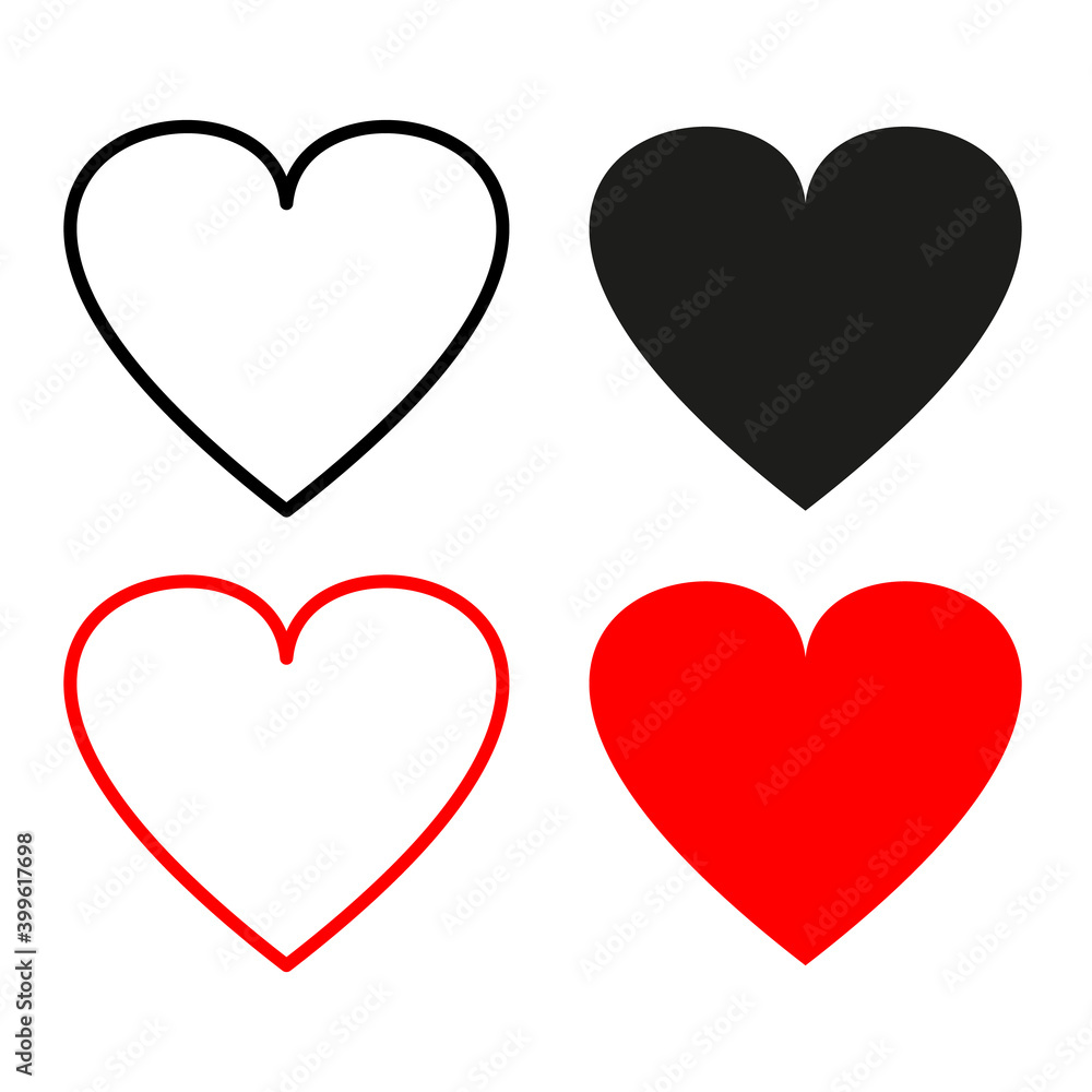 Love symbol icon set, Valentine day. Collection of heart