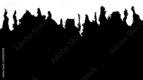 Black liquid spread and bloom down on white background. Dripping down Ink. Spilling paint. Abstract ink transitions for your projects. Animation Ink flowing on dynamic pattern. 4K, Alpha channel