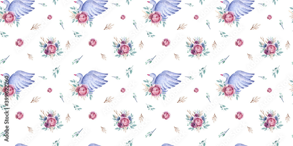 watercolor set of patterns flowers and twigs watercolor set of patterns flowers and twigs