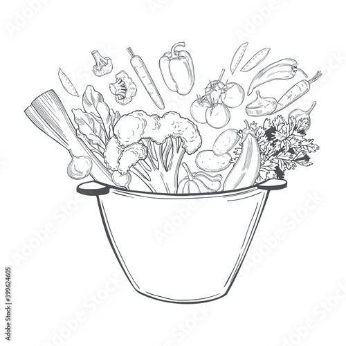 Sketch vegetables. Vector  illustration