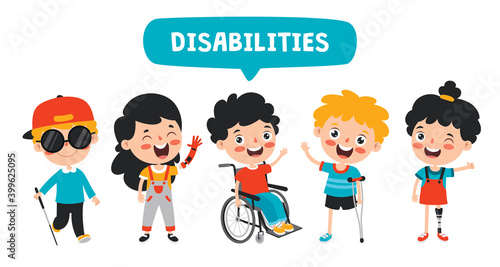Funny Cartoon Handicapped Kid Posing