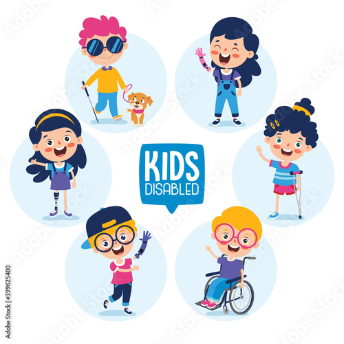 Funny Cartoon Handicapped Kid Posing