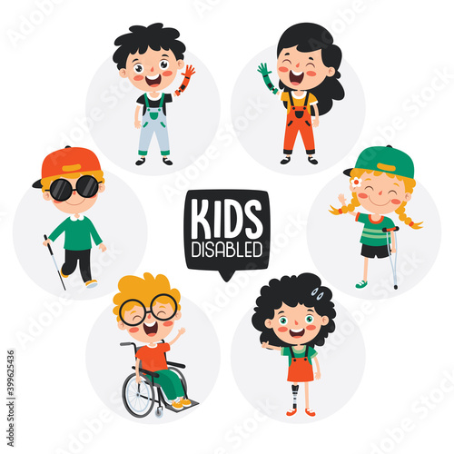 Funny Cartoon Handicapped Kid Posing
