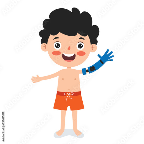 Funny Cartoon Character Using Prosthesis