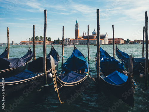 Gondolas with San Giorgio Maggiore visible in the background