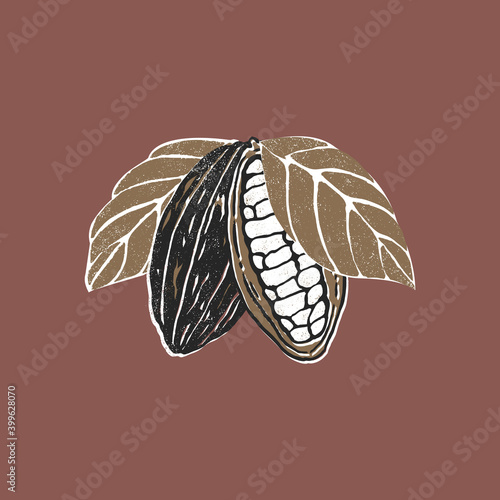 Cocoa bean. Minimalist abstract style illustration. Chocolate cacao beans. 