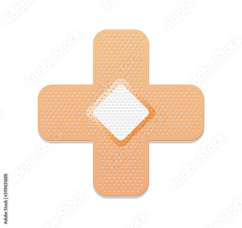 Medical plaster. Adhesive bandage or sticking plaster. Medical band aids protection patch for first aid. Protection and care. Vector cartoon plaster on white background