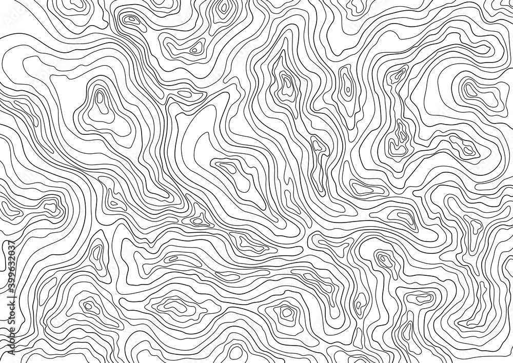 Fototapeta Topographic map background concept. Monochrome topographic background pattern with topographic or isolines. Geography concept