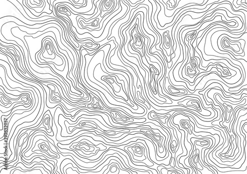 Topographic map background concept. Monochrome topographic background pattern with topographic or isolines. Geography concept