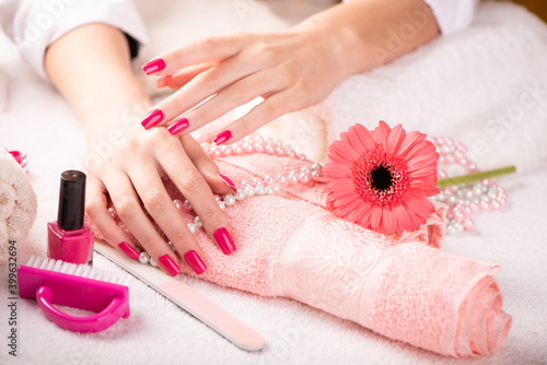 Fashion manicure on beautiful hands