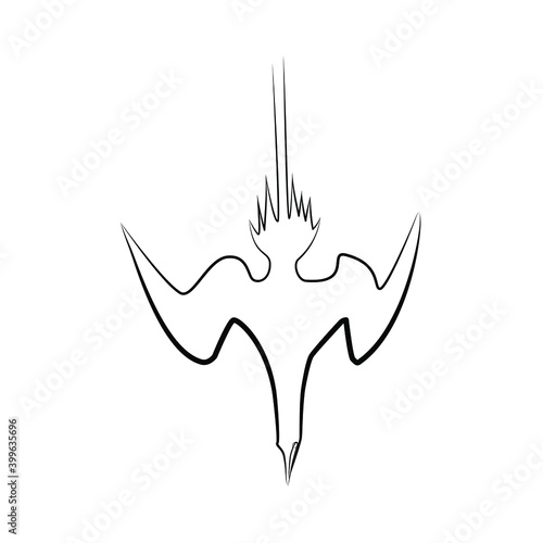 Gannet diving in one line. Black line vector illustration on white background