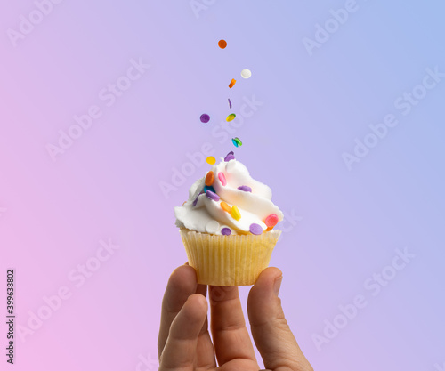 cupcake with a candle photo