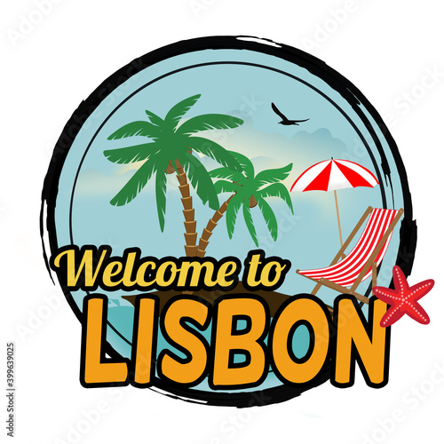 Wallpaper Mural Welcome to Lisbon concept in vintage graphic style Torontodigital.ca