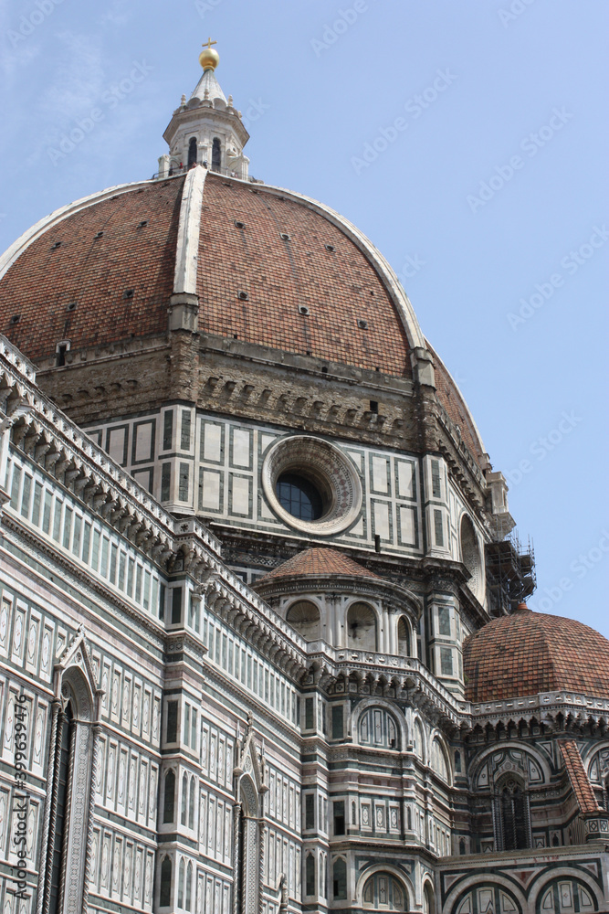 Close-up of the dome of the Cathedral of Santa Maria del Fiore (Duomo) in Florence, Italy