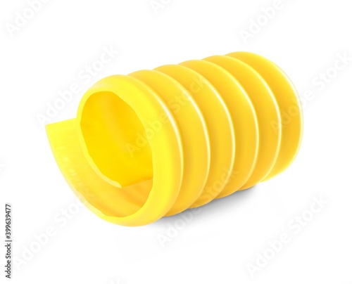 Realistic close up butter curl. Vector illustration isolated on white background. Ready for your design. EPS10.