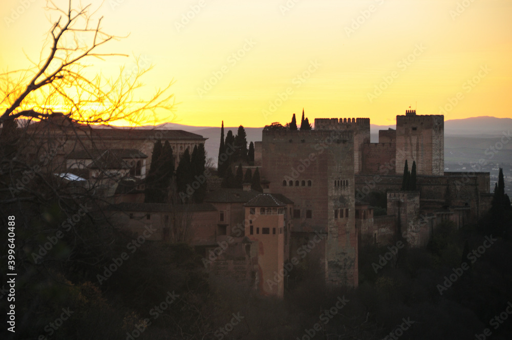 Alhambra Palace, Granada, Andalusia in December 2020