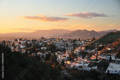 Obraz na płótnie Panoramic view on Albayzin Granada with clouds, Andalusia, Spain in December 2020 w salonie