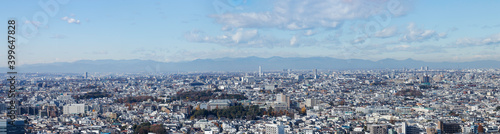 青空を背景に世田谷区三軒茶屋から埼玉秩父方面の景色のパノラマ photo