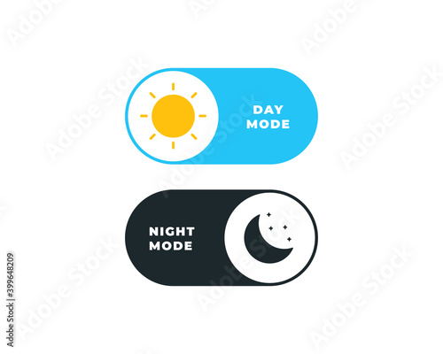 Day and night switcher - web site button with moon and sun to switch the day and night view or mode - isolated vector UI element