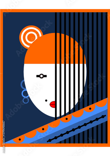 Abstract woman portrait in contemporary style. Colorful geometric face, modern vector illustration.
