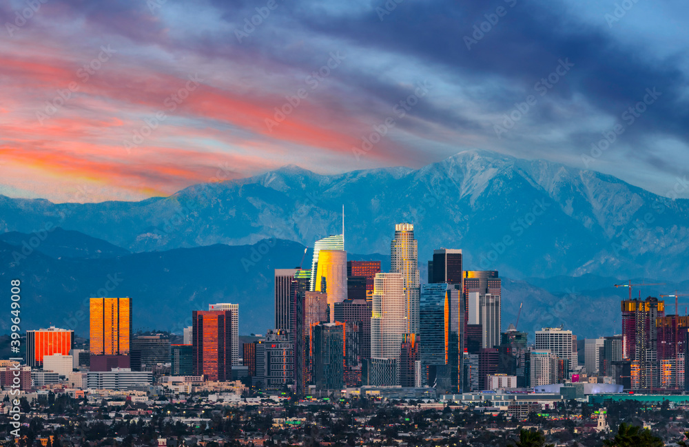 Los Angeles skyline - obrazy, fototapety, plakaty 