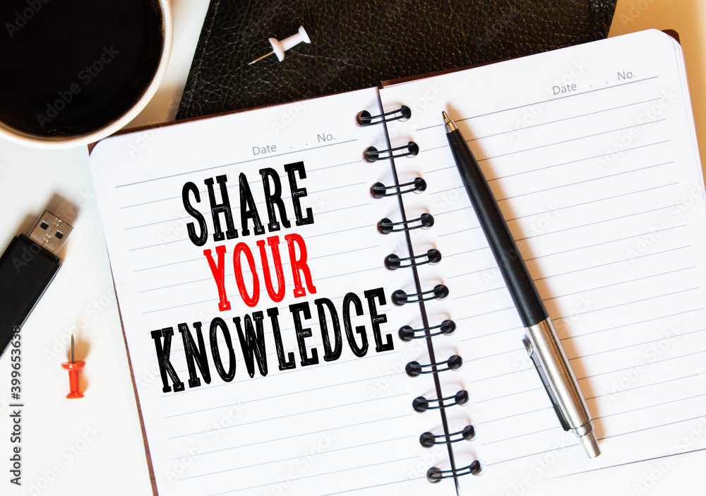 Share Your Knowledge text written on a notebook with pencils Share Your Knowledge text written on a notebook with pencils