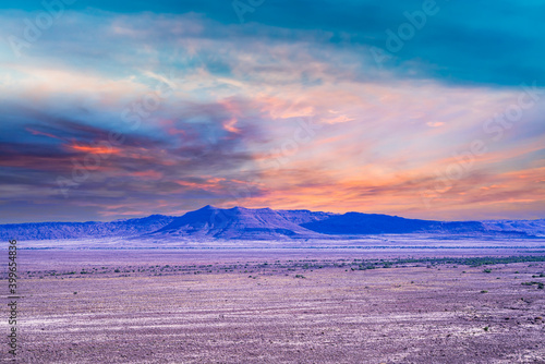 Canvas Print Karoo Desert with colourful dramatic clouds in the Eastern Cape South Africa